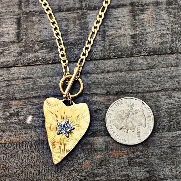 NEW Rustic Heart With Star Center Layering Necklace - Picture 8 of 8